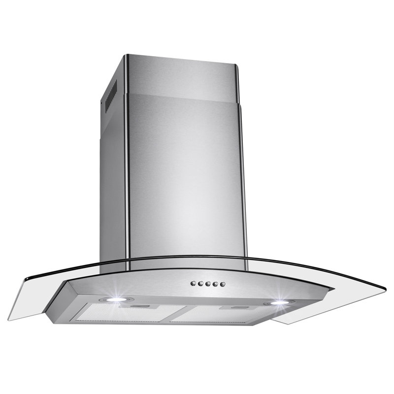 29.3 in. Convertible Stainless Steel Wall Mount Range Hood, 299 CFM, Push Control with Carbon Filters