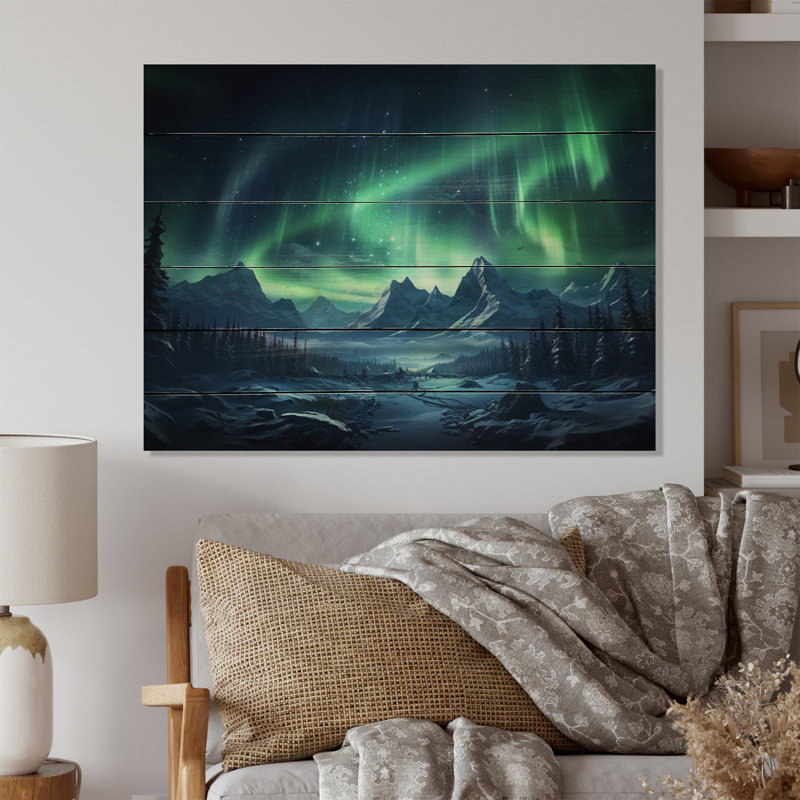 Northern Lights II sur impression sur bois, H 24 po x l 32 po x P 0,78 po