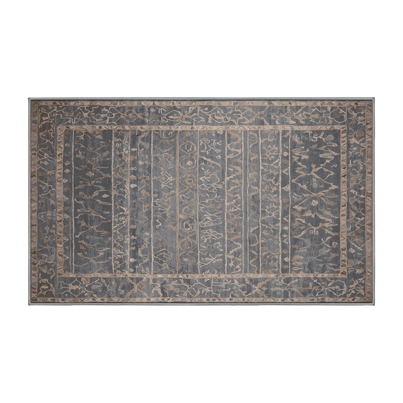 Tapis gris lavable à la machine, Rectangle 7 pi x 10 pi