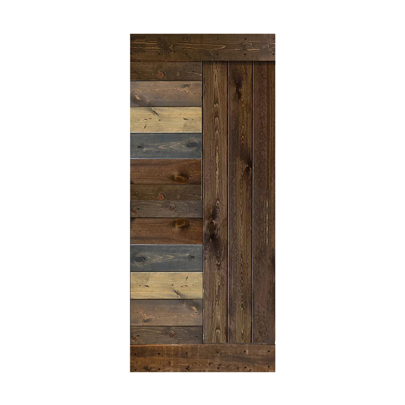 Porte de grange en bois peint à panneaux L Series sans trousse de quincaillerie d'installation, Multicolore, 36 po x 84 po