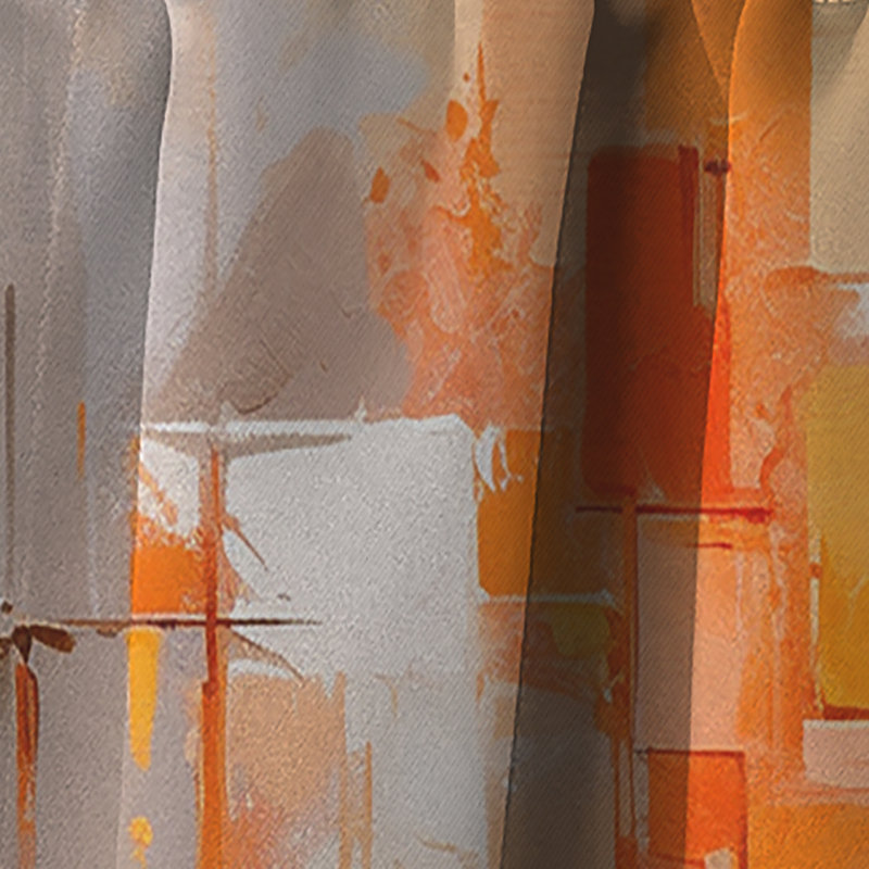 Rideaux abstraits occultant orange brun brun - 1 panneau Cubism, L 52 po x L 95 po