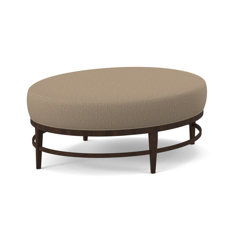 Elliptic Oval Ottoman, American Walnut, Filigree Ivory 100% Polyester