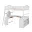 Lit mezzanine double en bois avec compartiments de rangement, bureau et miroir à trois volets