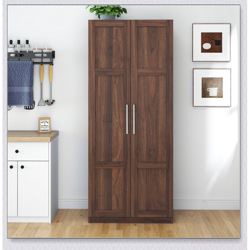 Armoire de cuisine polyvalente avec 2 portes et 3 tablettes réglables pour un rangement et une organisation efficaces, Noyer