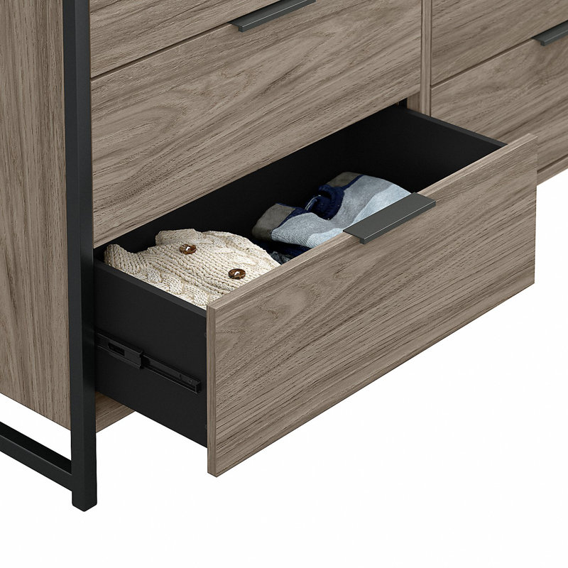 Ensemble de chambre à coucher moderne 5 pièces avec tête de lit double Spero Atria, Hickory moderne