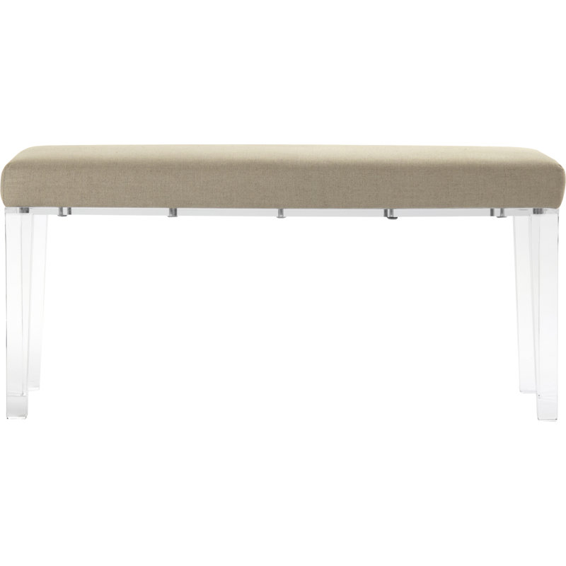 Emma Upholstered Bench, Beige/Clear