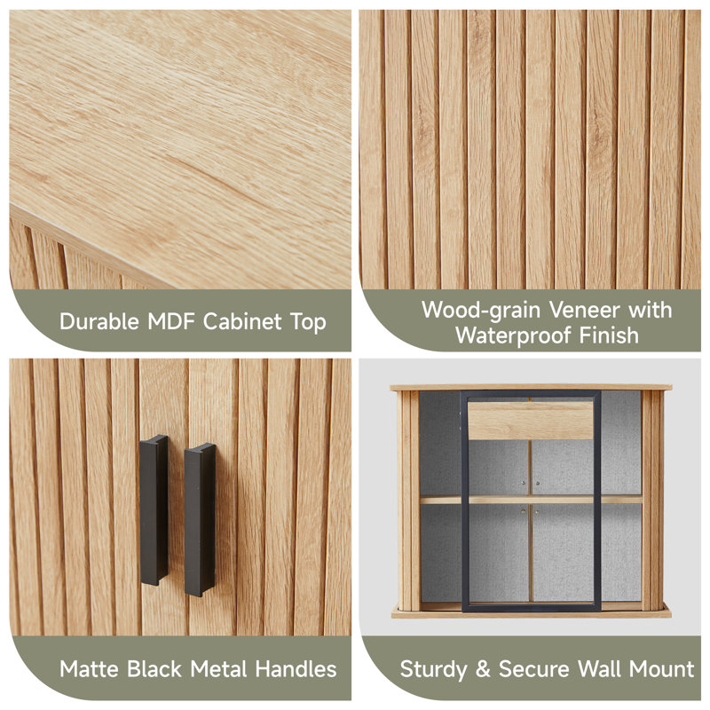 Armoire murale de salle de bain, Naturel