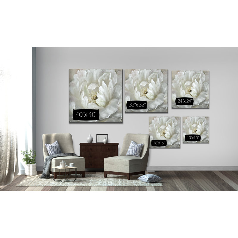 " Perfect Peony ", 16" H x 16" W x 1.5" D, Wrapped Canvas