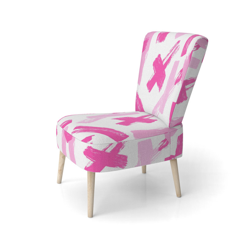Chaise d'appoint rembourrée Black & White Crossing Paths II, Rose/Blanc