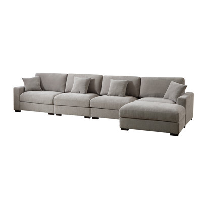Orsina Polyester Upholstered Modular Sectional with Ottoman