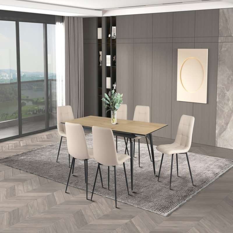 Ensemble de salle à manger Addison, chêne / gris, 7