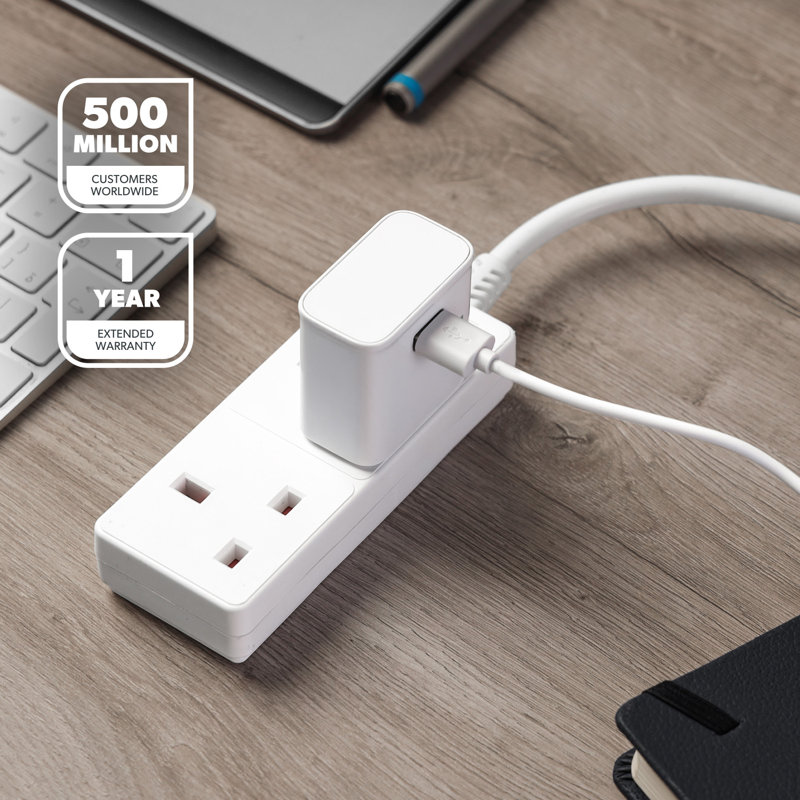 GEEPAS 2 Gang Extension Lead | 2-Way Plug Extension Cable | 2 Socket Power Strip, 13 A| Heavy Duty UK Plug | White
