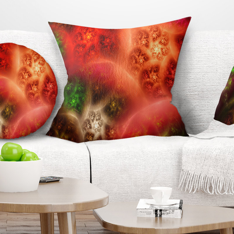 Red Magic Stormy Sky - coussin imprimé abstrait, 16 po x 1 po, Coussin décoratif