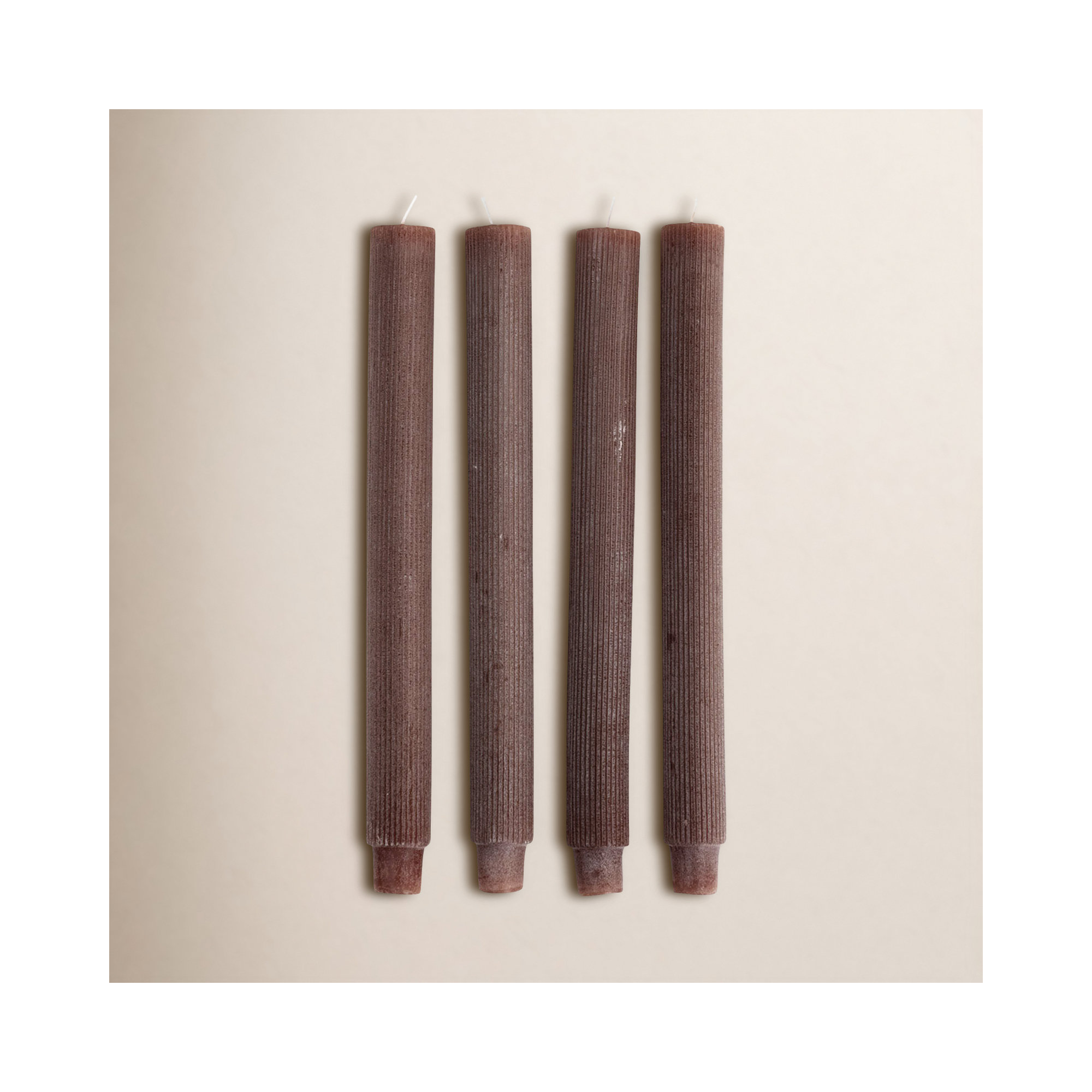 Caridad Pleated Taper Candles Unscented in Box, Set of 12, Leather