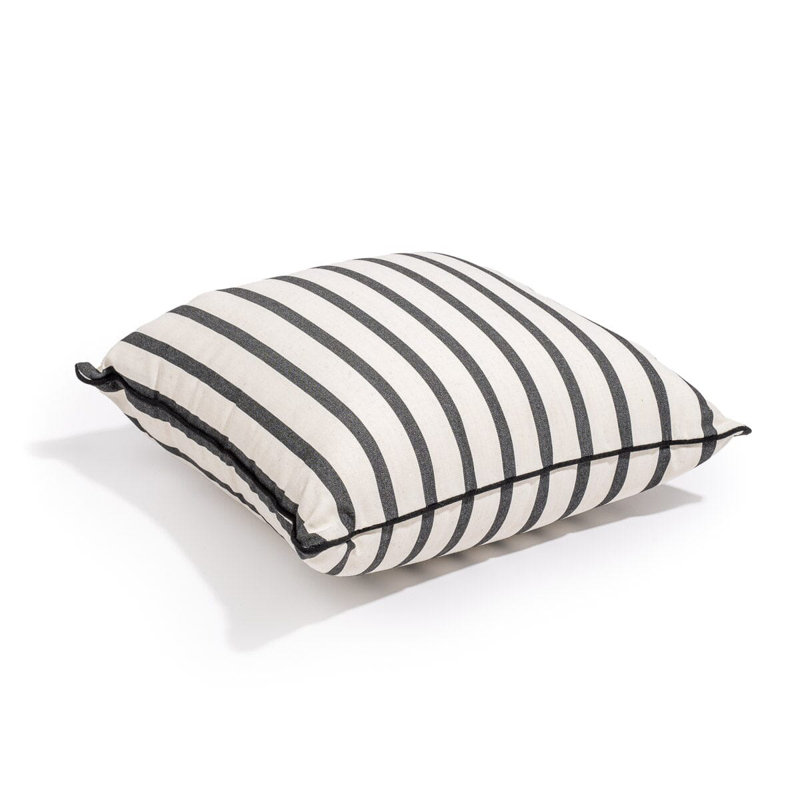 Indoor/Outdoor Pillow Cover & Insert, Black/White Striped, Square 18"