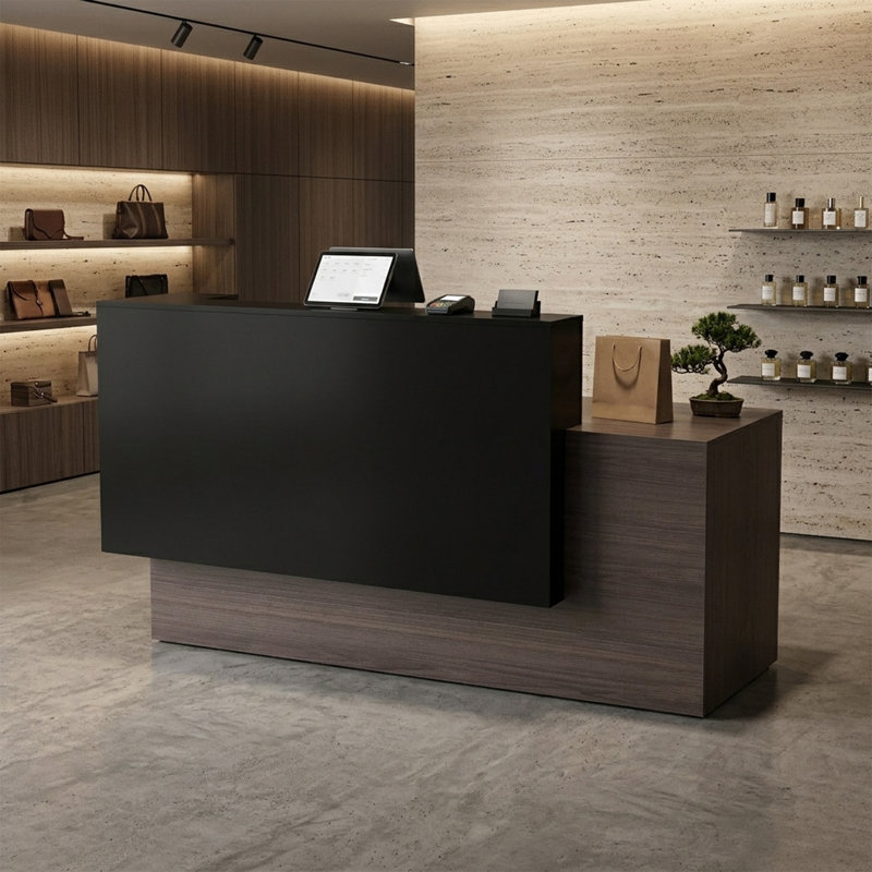 Rectangle Synthetic Laminate Reception Desk, 41.34" H x 70.87' W x 27.56" D