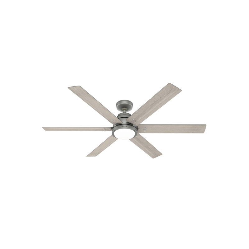 Gravity 6 - Blade Ceiling Fan with LED Light Kit and Handheld Remote and Wifi Smart Fan, Light Gray Oak, 60"
