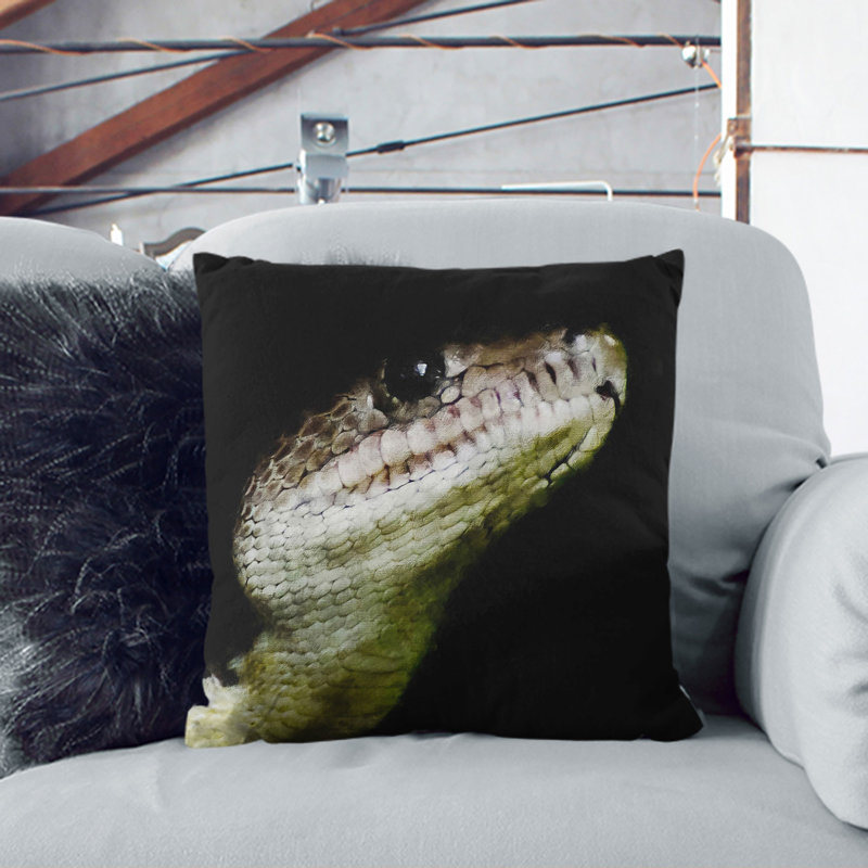 Boa Constrictor Snake Painting Square Throw Cushion, 40cm H x 40cm W x 15cm D