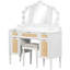 44.57" Makeup Vanity Desk With 13 Bulbs, 3 Lighting Modes, Tri - Fold Mirror, 5 Drawers, Shelves, And Charging Station For Bedroom White, Ample Storage, Construction Dressing Type Variations, Drawers