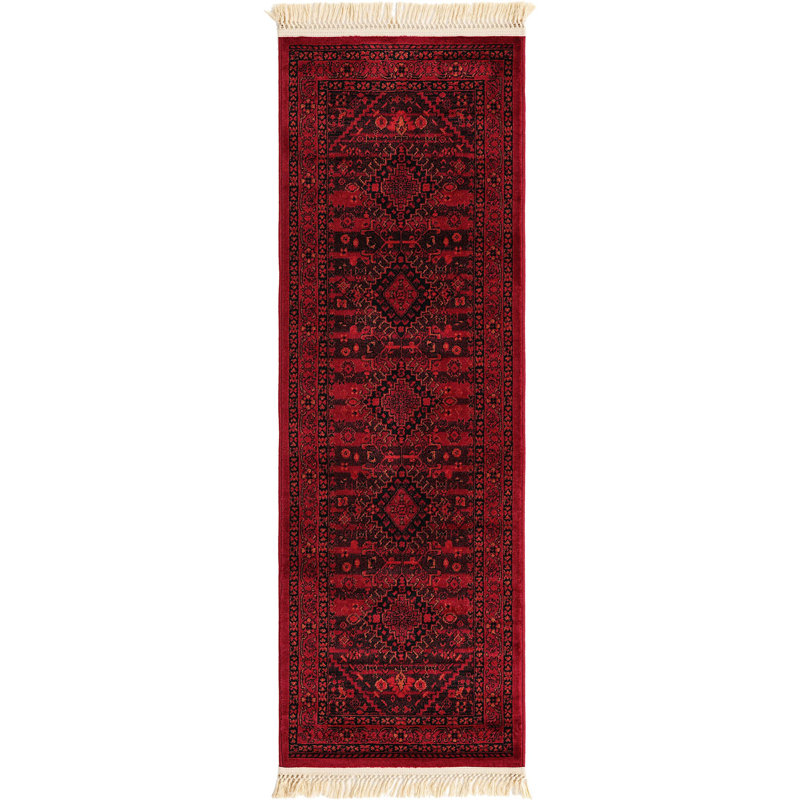 Tapis oriental en mélange rouge, Tapis de couloir 2 pi x 6 pi