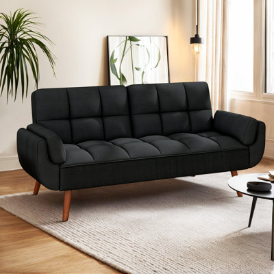Canapé-lit de futon double convertible 75,39 po Layanie pour salon, chambre à coucher, studio, appartement, dortoir, bureau à domicile