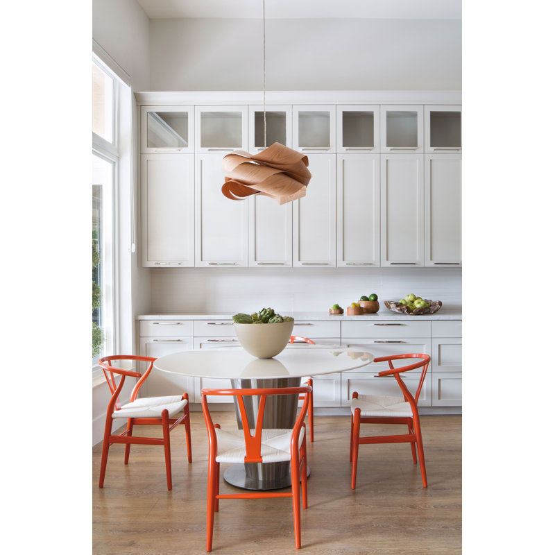 1 - Light Pendant, Natural Cherry, Matte Black, 15.7" H x 27.1" W x 27.1" D