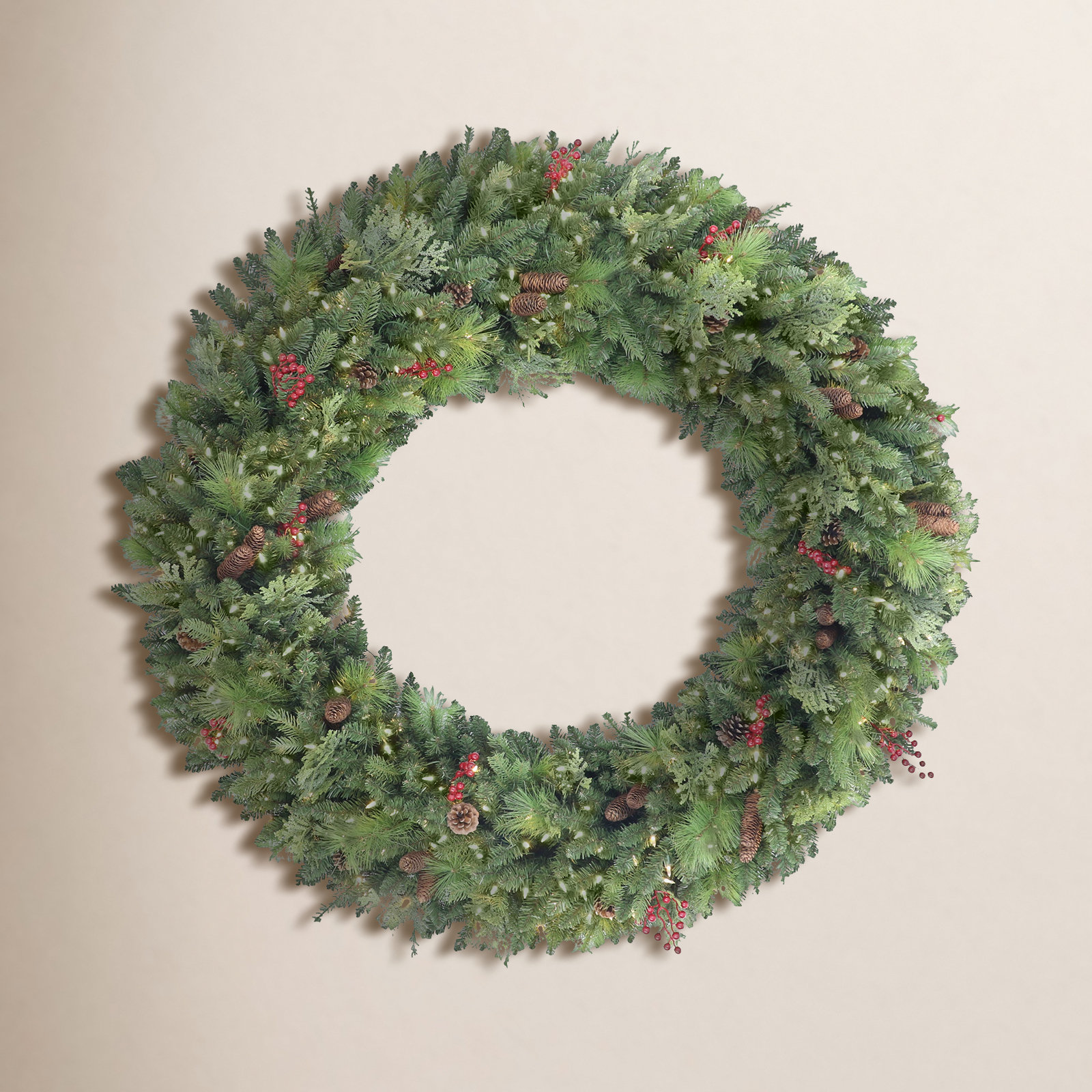 72'' Faux Pine Lighted Wreath, 72" x 72"