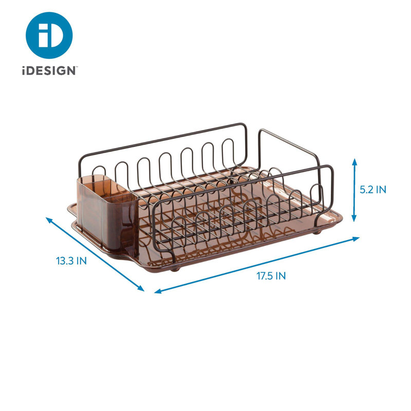 Bronze Foldable Metal Dish Drainer with Utensil Cup