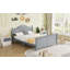 Lit double pour enfants, lit plateforme double en bois avec tête et pied de lit, gris-1233267443-1233267438