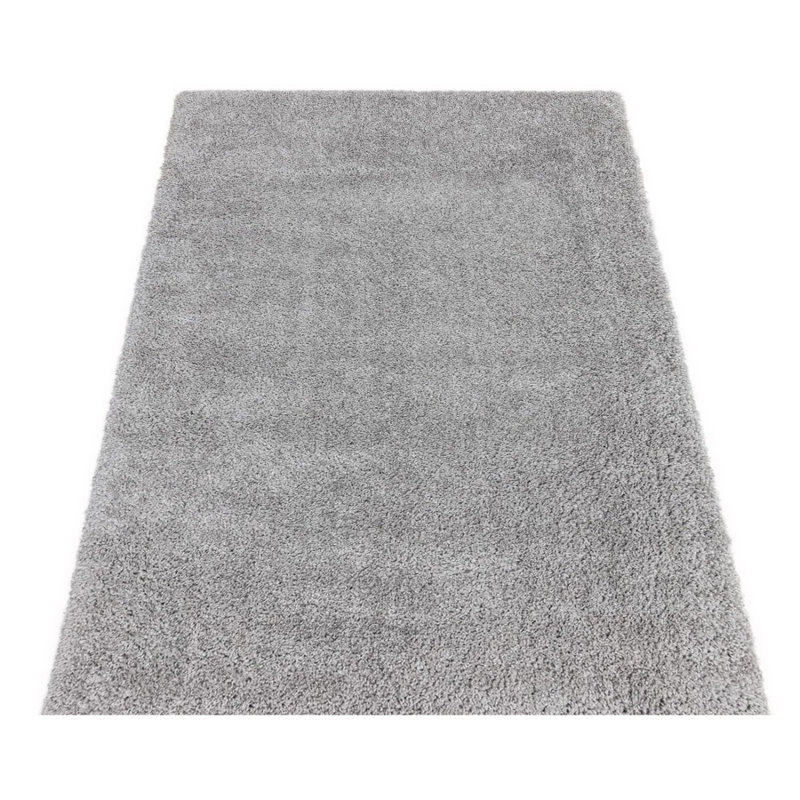 Light Grey Shaggy Plain Modern Backing Rug For Living Room Bedroom And Dining Room, Rectangle 200 x 290cm, Chenille/Cotton