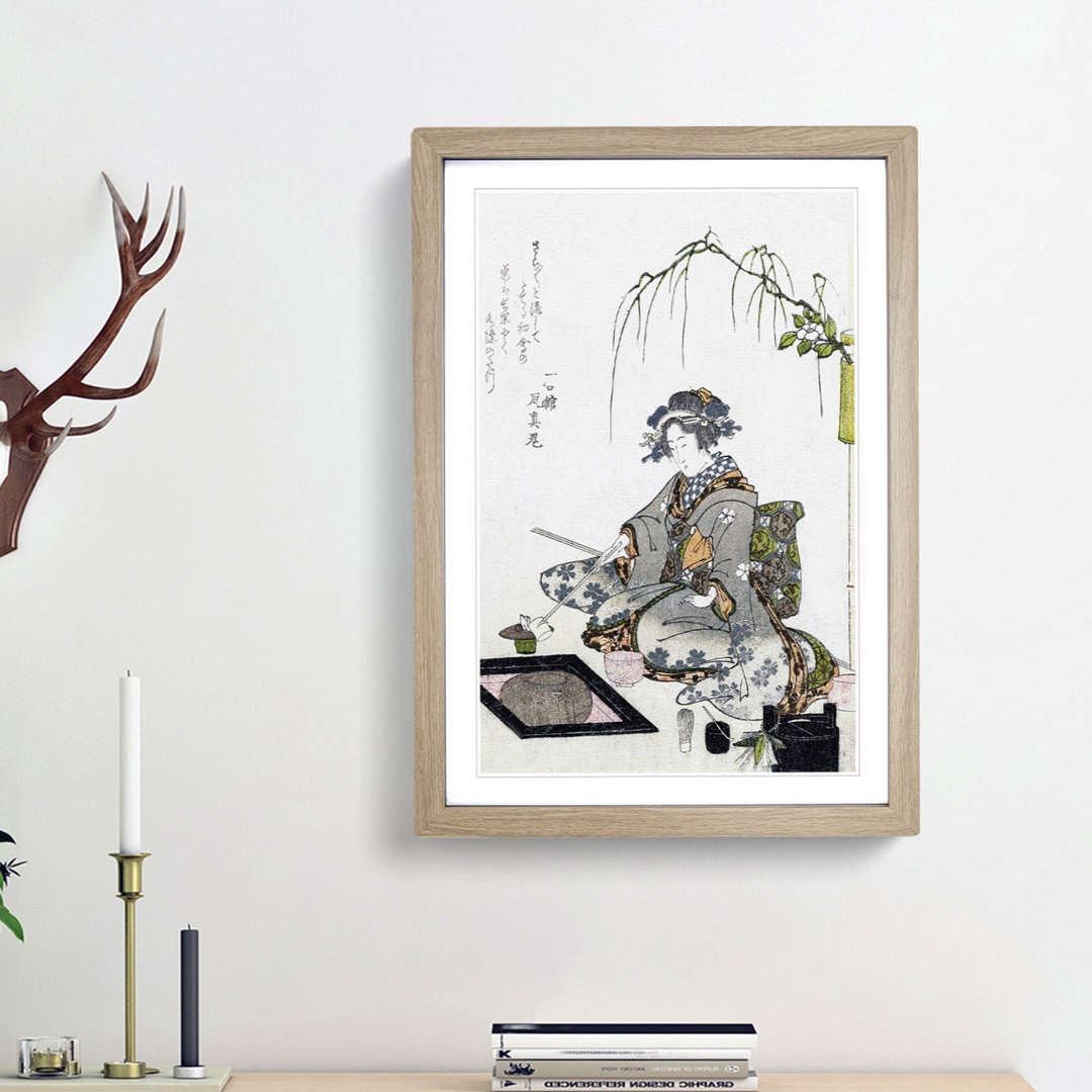 The Tea Ceremony by Kikukawa Eizan - Framed Print
