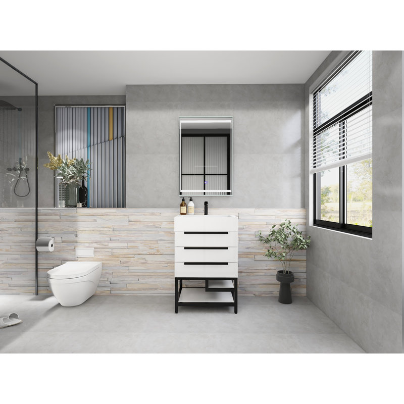 Meuble-lavabo simple l 24 po x P 20 po x H 36 po, Blanc