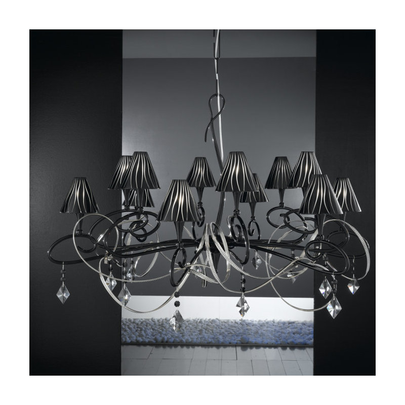 Lustre classique/traditionnel 12 lumières ombrées Chic