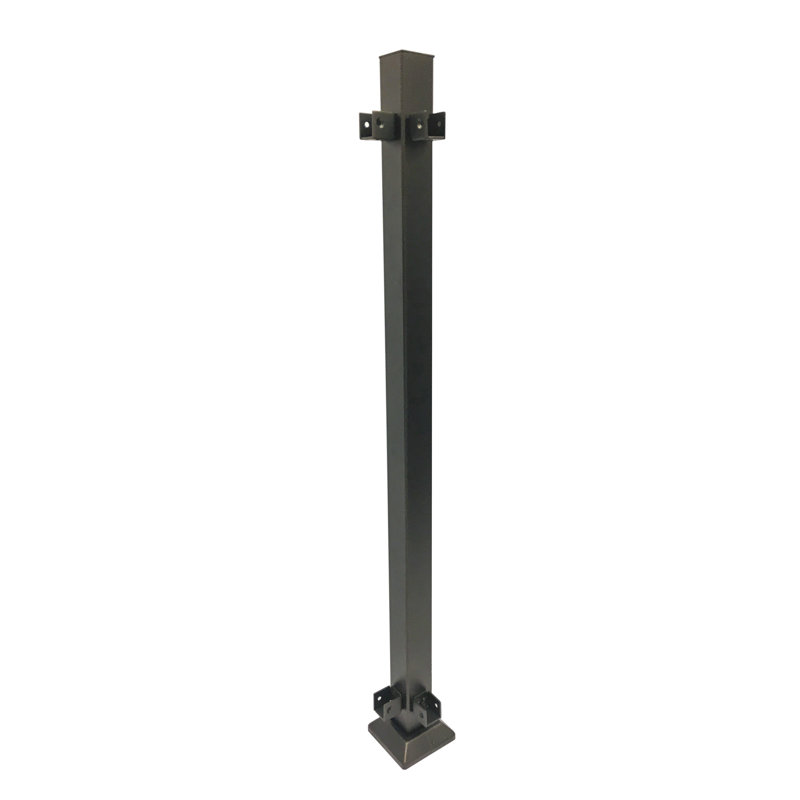 Fe26 Bronze Railing Corner Post with Brackets, 40" H x 5" W