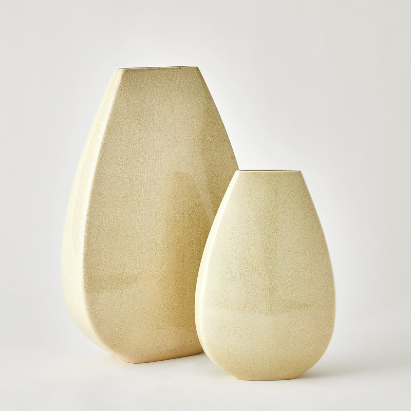 Giant Teardrop Vase-Butter Crackle-Sm, 16.5" H x 11.5" W x 4" D