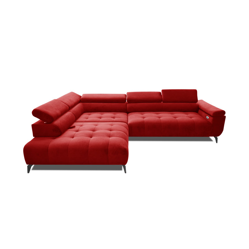 Temecia 3 Seater Corner Sofa , Red, Left Hand Facing