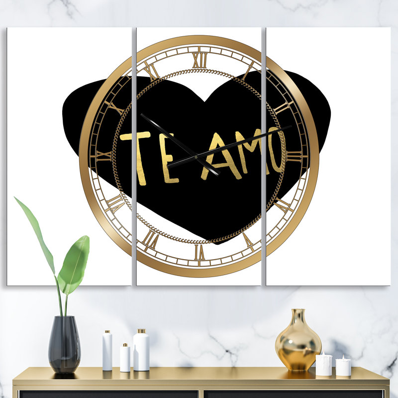 Horloge murale Te Amo - Large Glam 3 Panels