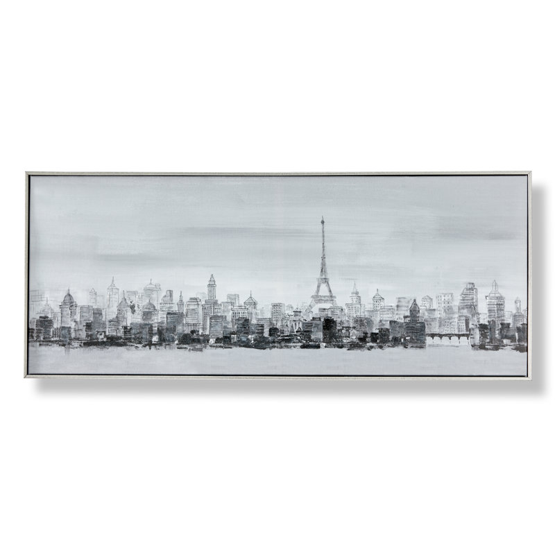 Bonne Nuit Paris Skyline - Graphic Art Print on Canvas