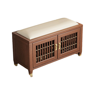 Banc de rangement en bois massif Traditional