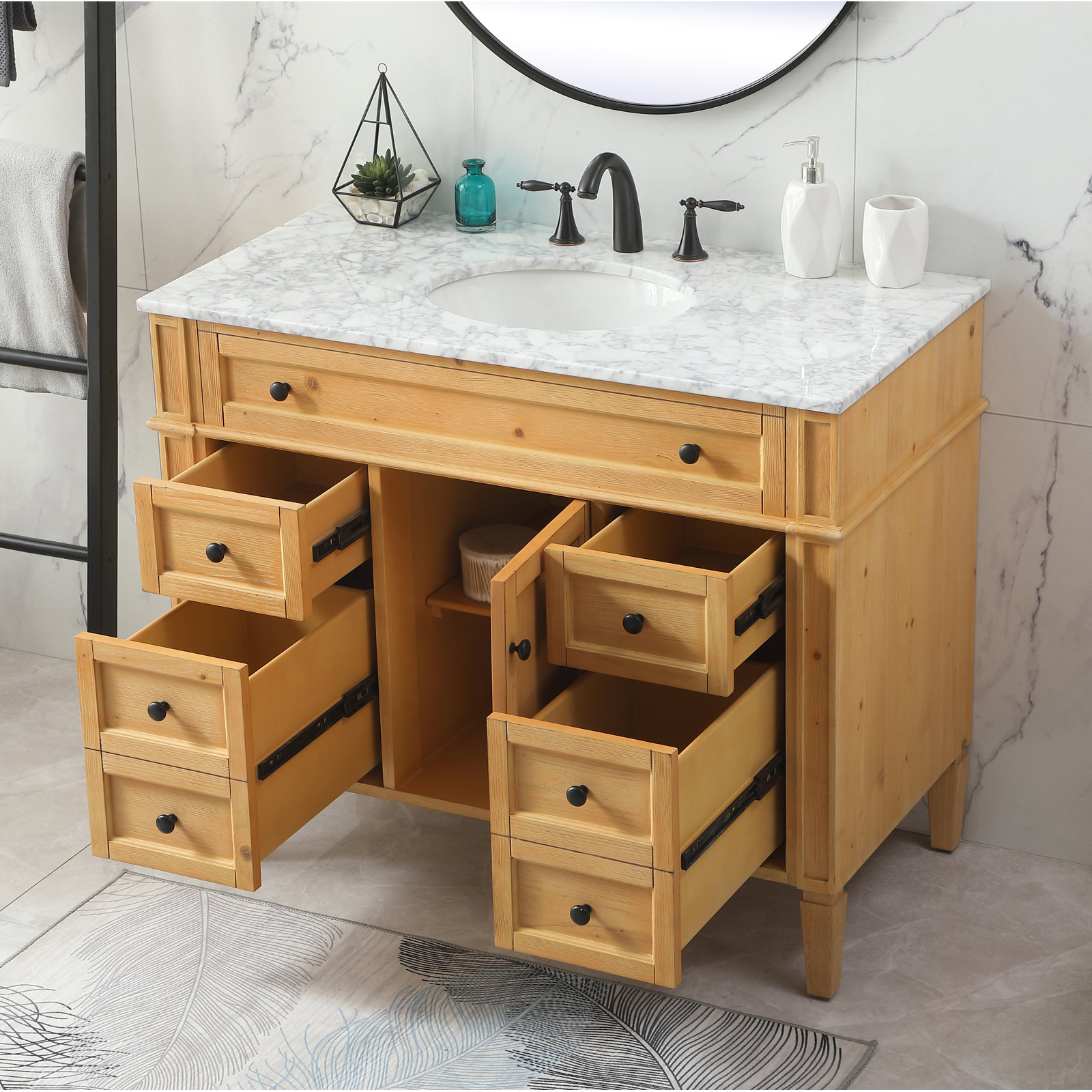 Rivers 42'' Single Bathroom Vanity, Natural Wood