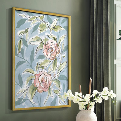 Faded Camellias II Framed Print - Solid Wood