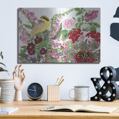 «Warbler With Frog» par Carissa Luminess, art mural en métal