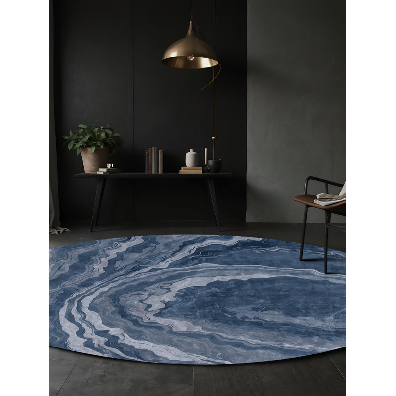 Tapis gris lavable à la machine, Rond 7 pi