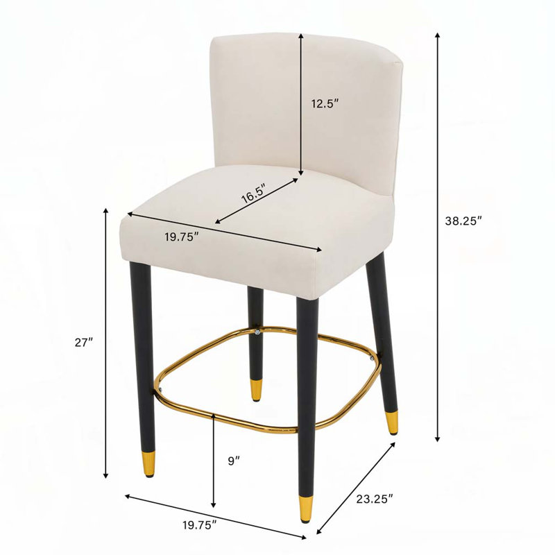 27" Upholstery Barstool with durable metal legs, Beige
