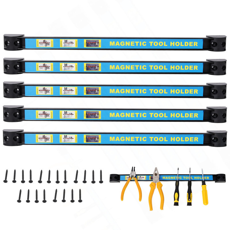 Barre d'outils à aimant robuste de 5 pouces 16 pouces, porte-outil magnétique, bande de porte-outil magnétique, pour garage d'atelier, vis de fixation incluses