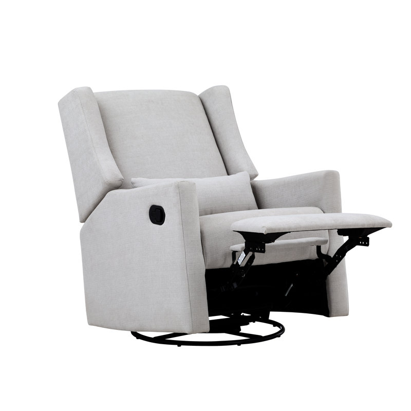 Pronto Swivel Glider Recliner With Pillow, Blanco