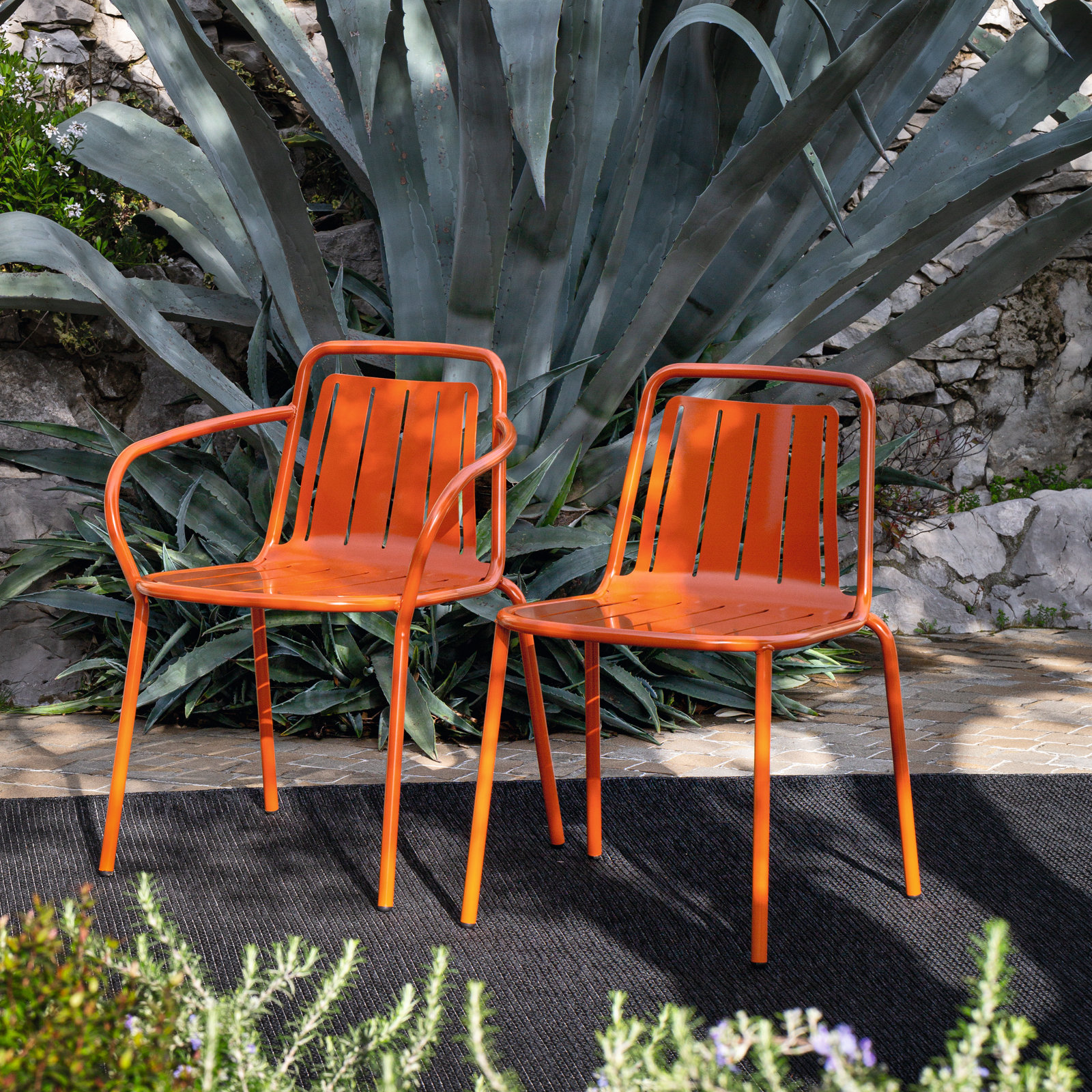 Easy Stackable Patio Armchair, 31.13" H x 23.63" W x 20.88" D