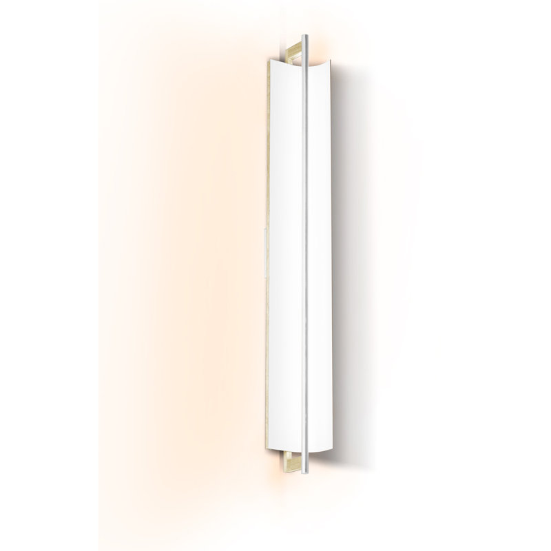 Allavo 40" Dimmable LED Bath Sconce, 3000K - 120V AC, White Washed Oak, Textured White