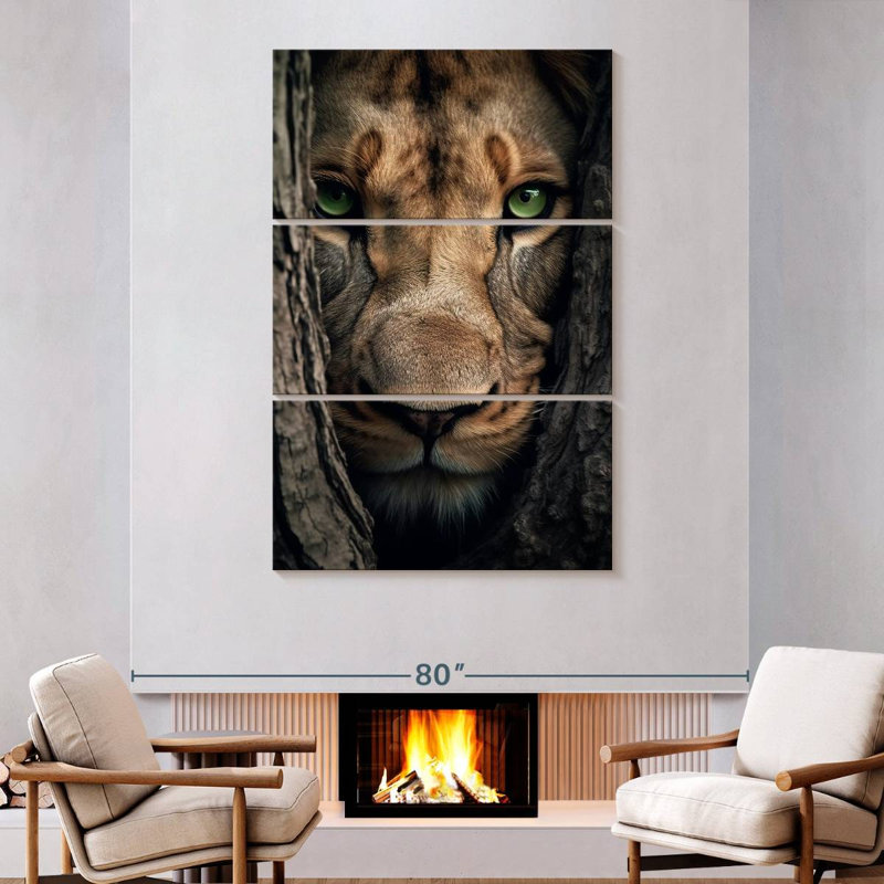 Brampt Hiding Lioness, 74" H x 48" W