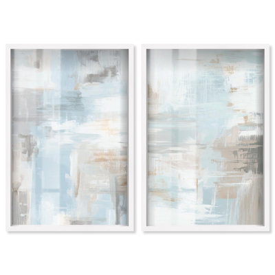 Ensemble de décoration murale bohème dorée « Hazy Coasts » en cadre-boîte d'Art Remedy, cadre noir, 10 x 15